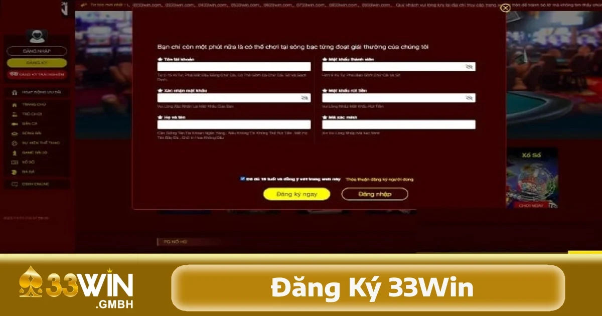 33Win hướng dẫn: Đăng ký tài khoản dễ dàng